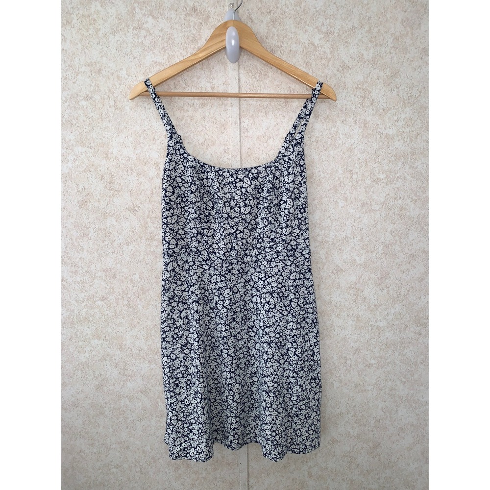 Old Navy Womens Navy Blue White Ditsy Floral‎ Smocked Cami Mini Dress Small